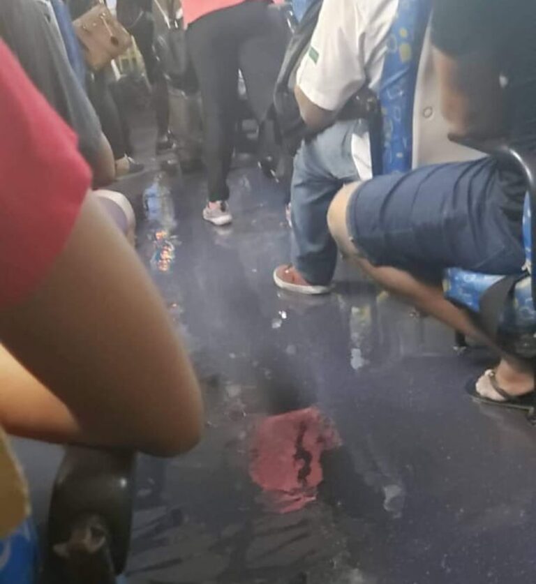 Pouca vergonha – PARA FUGIR DE GOTEIRAS, PASSAGEIRA ABRE GUARDA-CHUVA DENTRO DE ÔNIBUS EM JAÚ