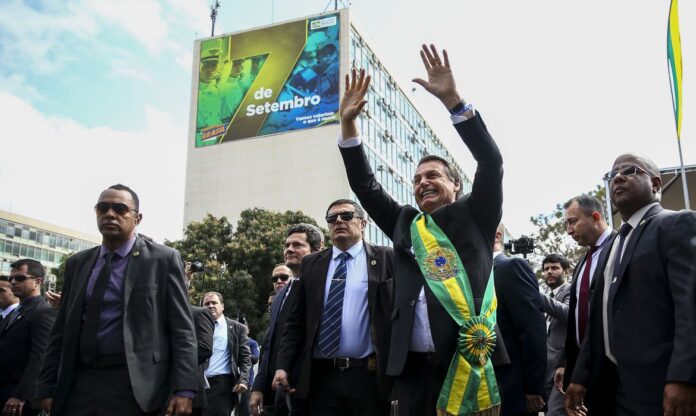 O presidente Jair Bolsonaro durante o desfile de 7 de Setembro, em Brasília.