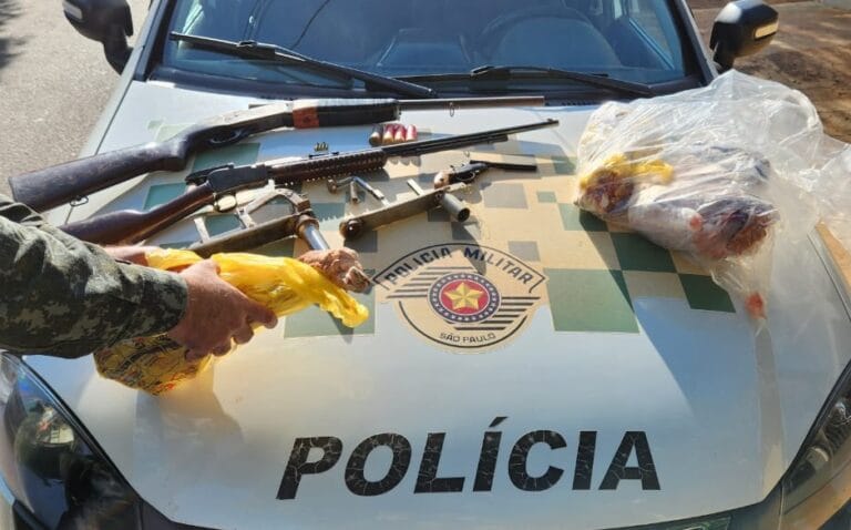 Polícia Ambiental apreende armas e carne de capivara na região